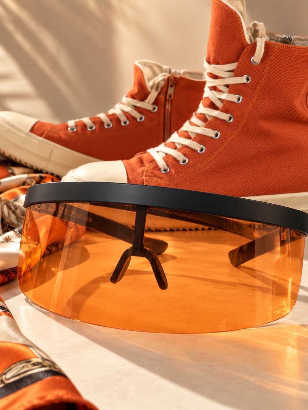 Unisex Orange Shield Visor Sunglasses - Modern Sport Style